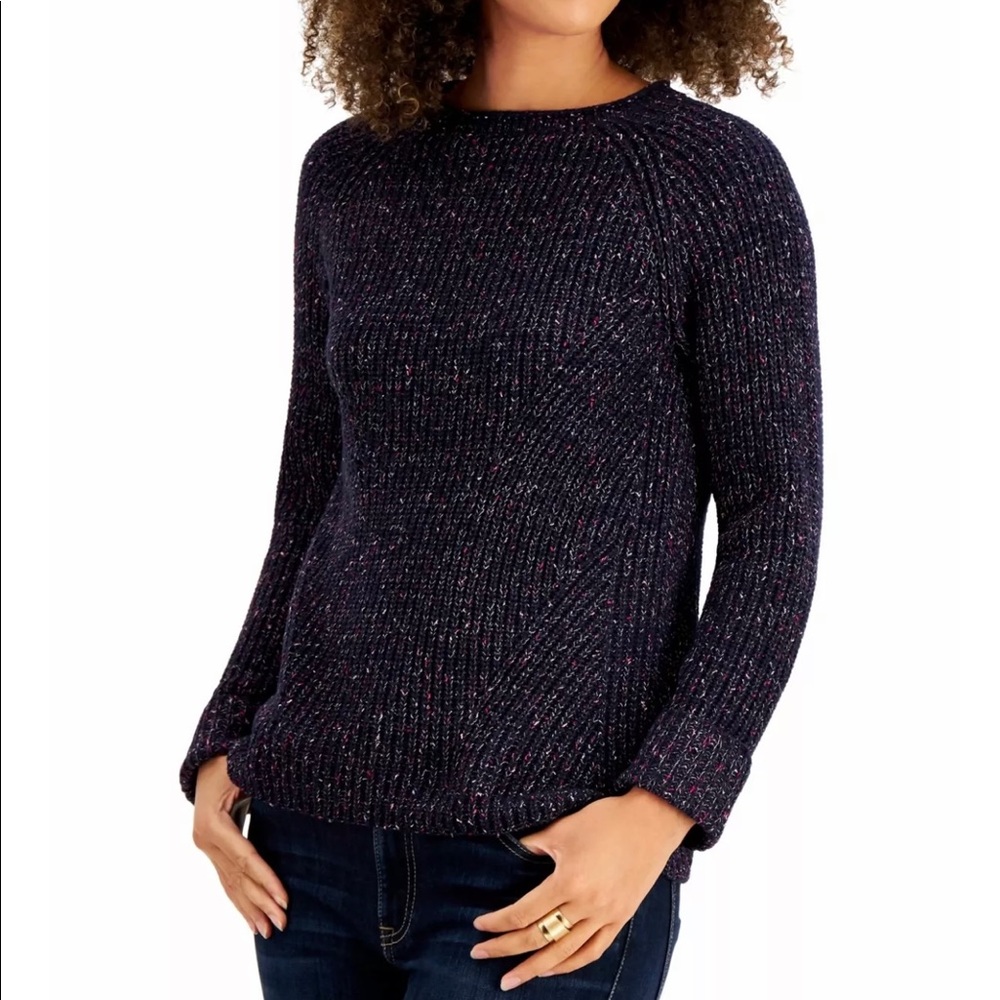 STYLE & COMPANY Womens Navy Speckle Long Sleeve Crew Neck Sweater  Size 0X